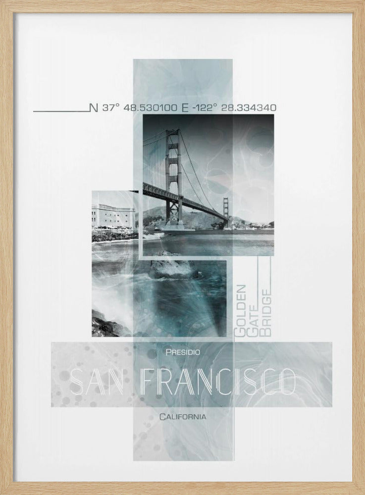 Posterkunst SAN FRANCISCO Presidio | türkisfarbener Marmor | Poster