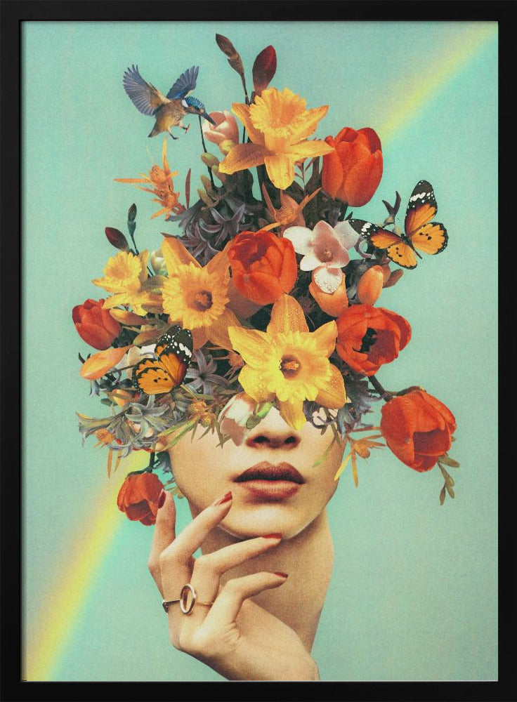 Baby's in bloom - Rainbow, flowers, birds & butterflies | Poster