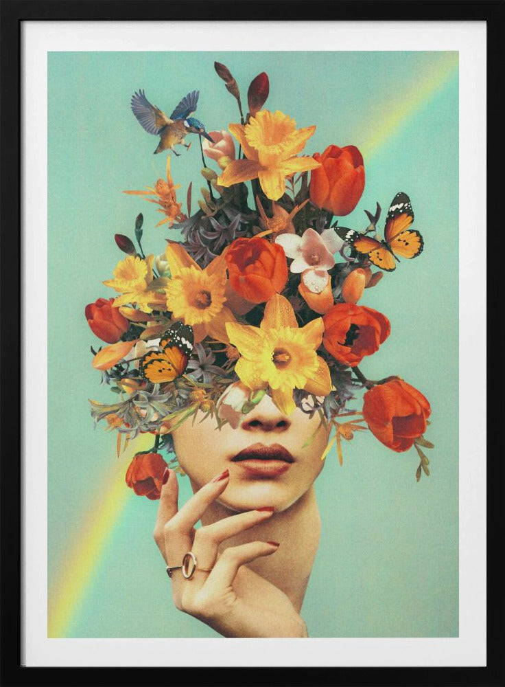 Baby's in bloom - Rainbow, flowers, birds & butterflies | Poster