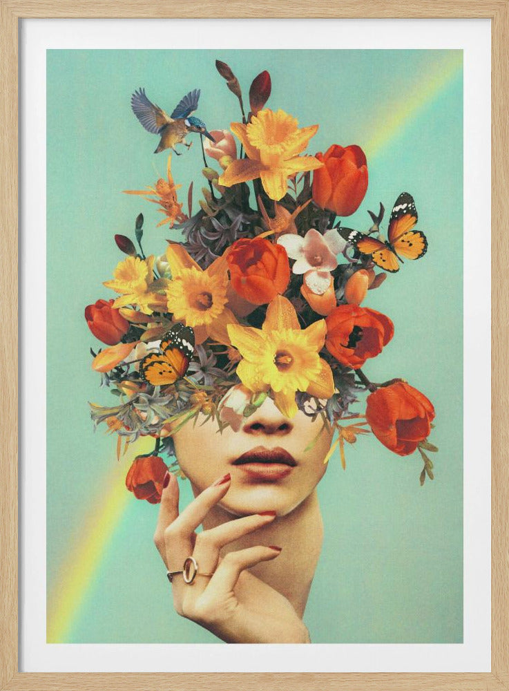 Baby's in bloom - Rainbow, flowers, birds & butterflies | Poster