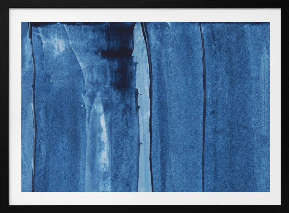 Blaue Textur mit fließenden vertikalen Linien | Poster
