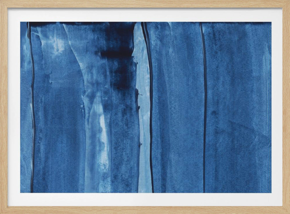 Blaue Textur mit fließenden vertikalen Linien | Poster