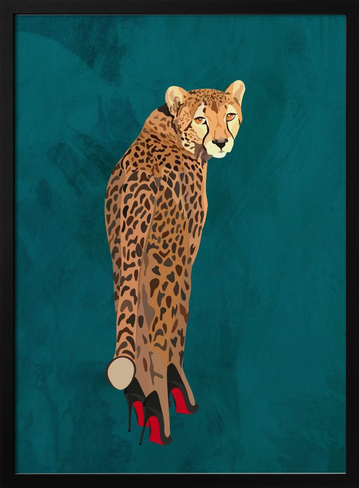 Türkisfarbener Gepard in High Heels | Poster