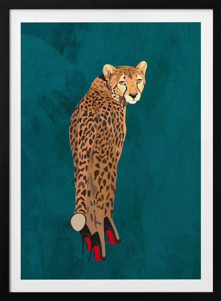 Türkisfarbener Gepard in High Heels | Poster