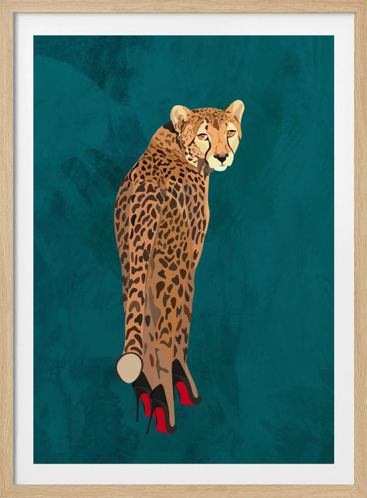 Türkisfarbener Gepard in High Heels | Poster