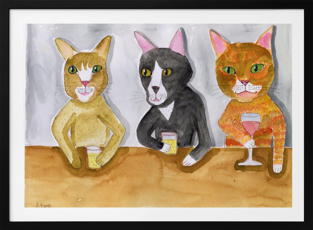 Drei Katzen an der Bar | Poster