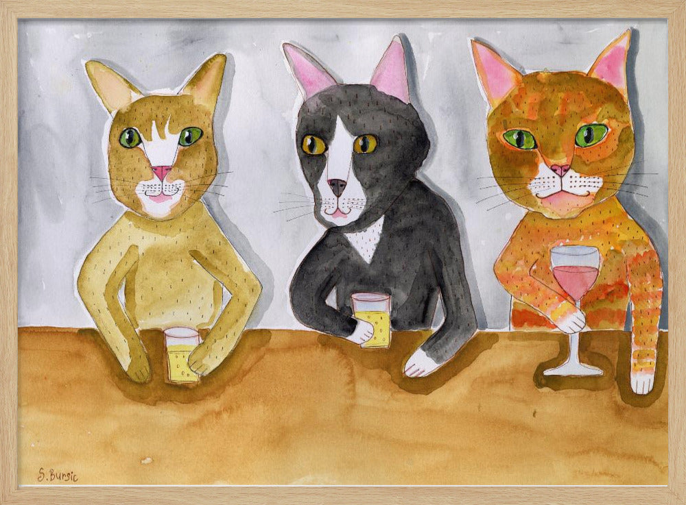 Drei Katzen an der Bar | Poster