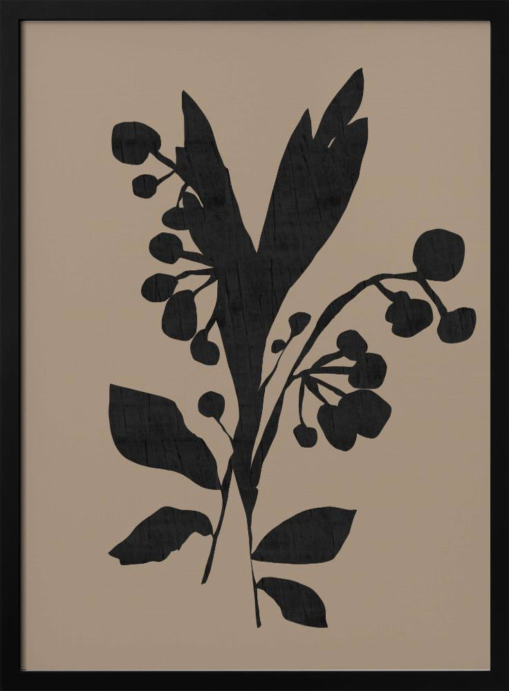Schwarze Blumenknospen Moderne botanische Silhouette | Poster