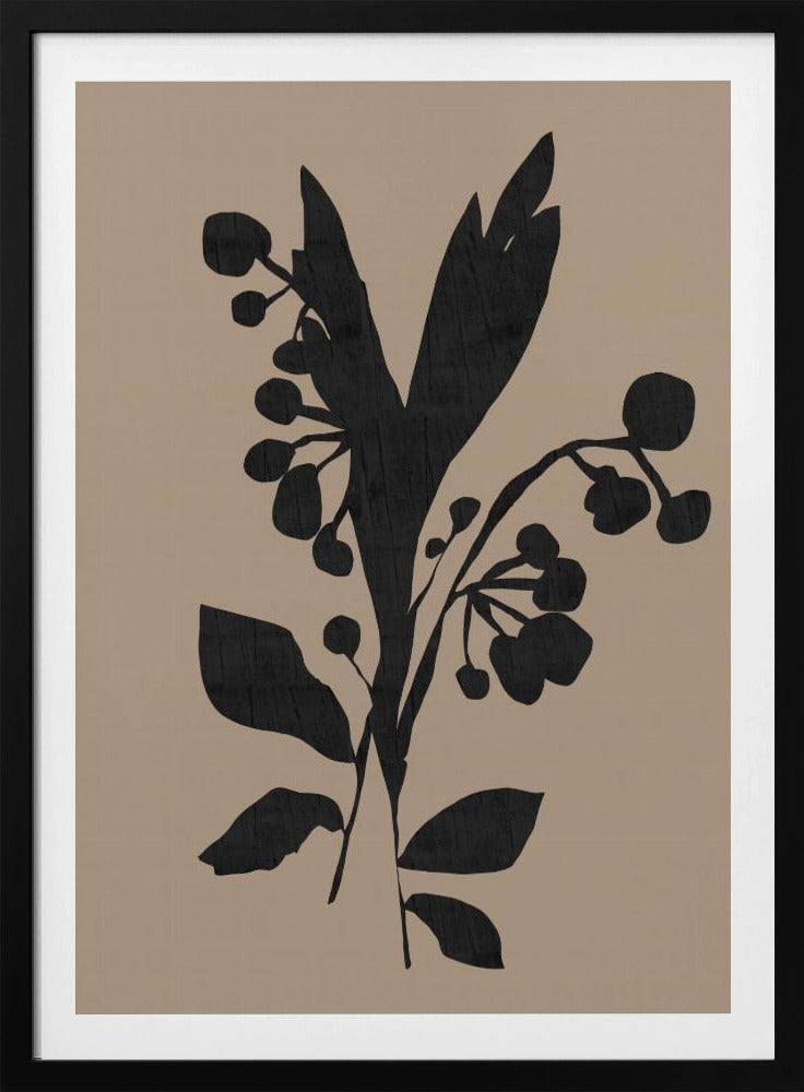 Schwarze Blumenknospen Moderne botanische Silhouette | Poster