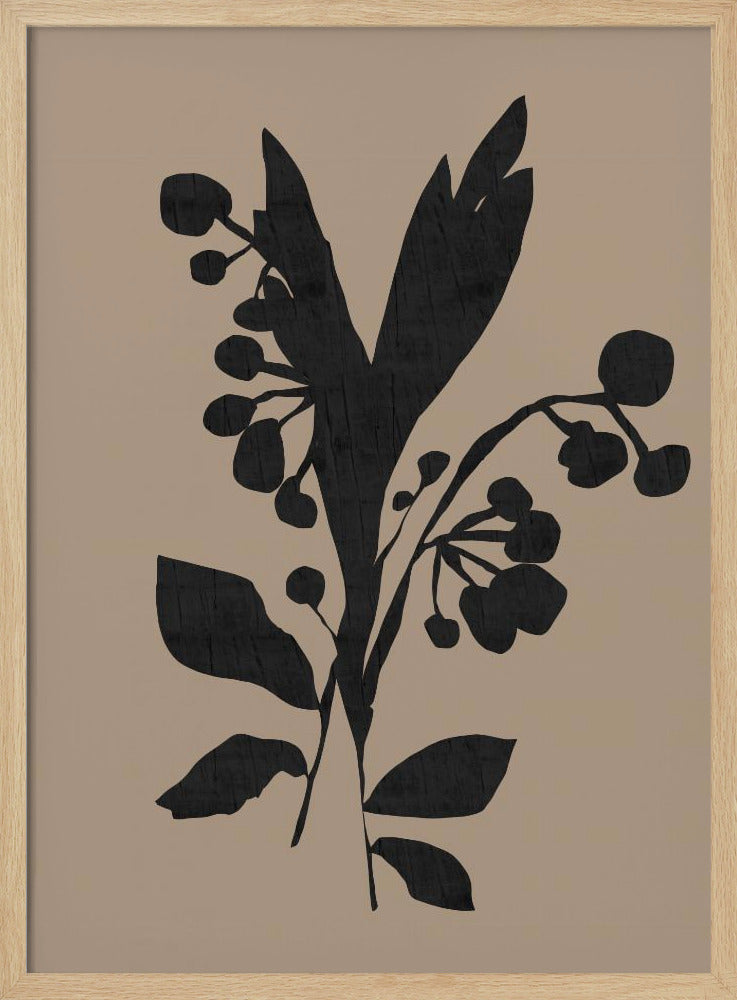 Schwarze Blumenknospen Moderne botanische Silhouette | Poster