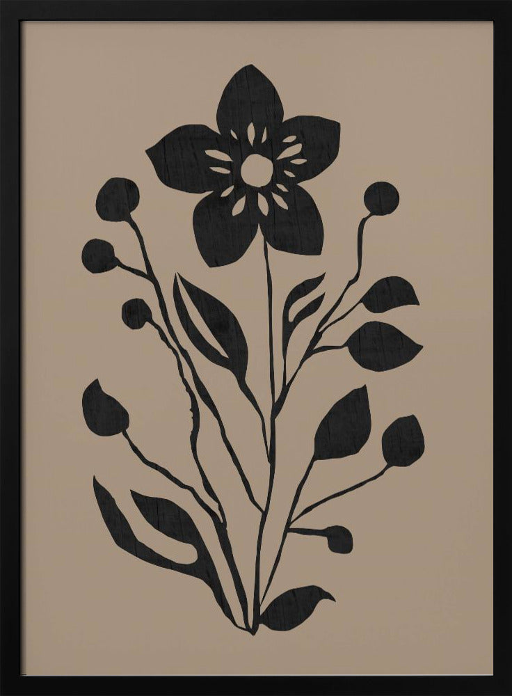 Schwarze Blume Moderne Botanische Silhouette | Poster