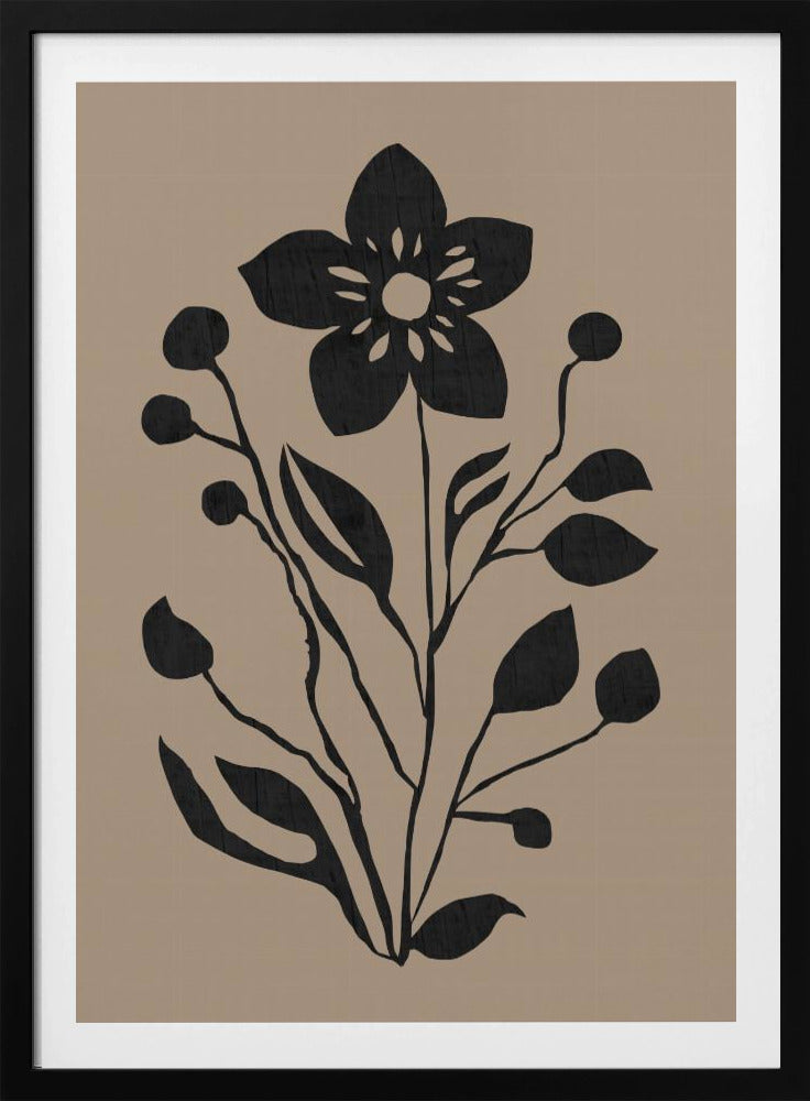 Schwarze Blume Moderne Botanische Silhouette | Poster