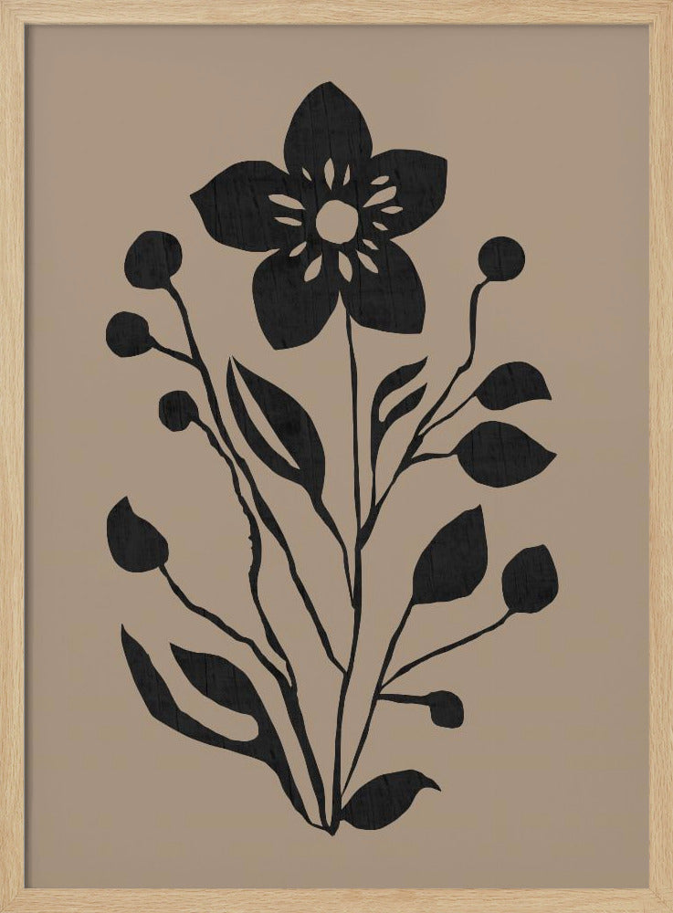 Schwarze Blume Moderne Botanische Silhouette | Poster