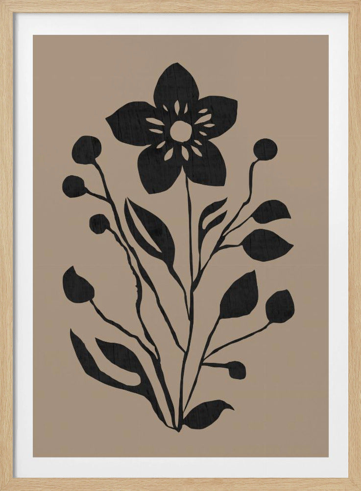 Schwarze Blume Moderne Botanische Silhouette | Poster