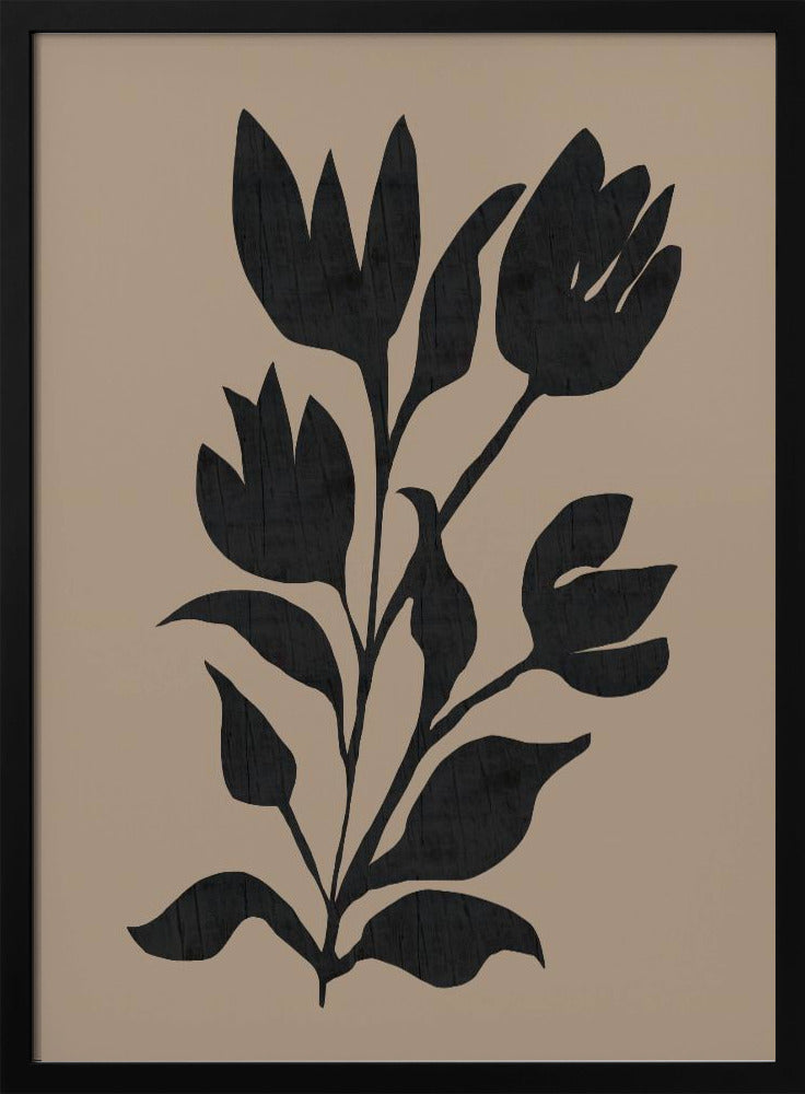 Schwarze Tulpen Moderne botanische Silhouette | Poster