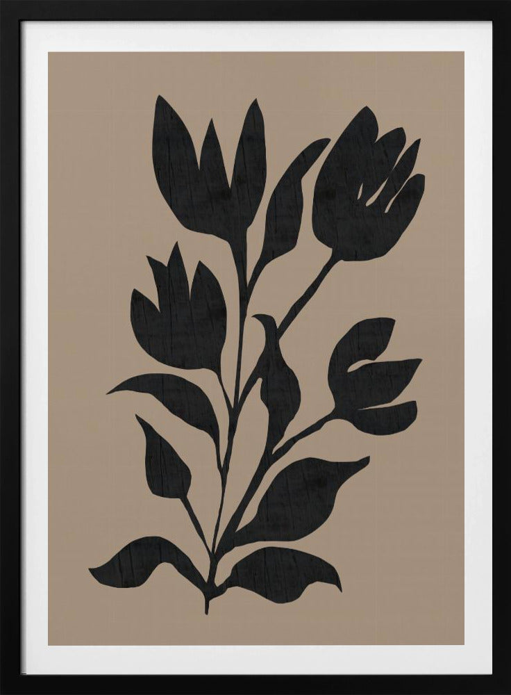 Schwarze Tulpen Moderne botanische Silhouette | Poster
