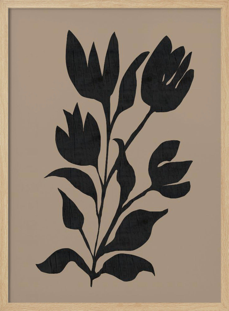 Schwarze Tulpen Moderne botanische Silhouette | Poster