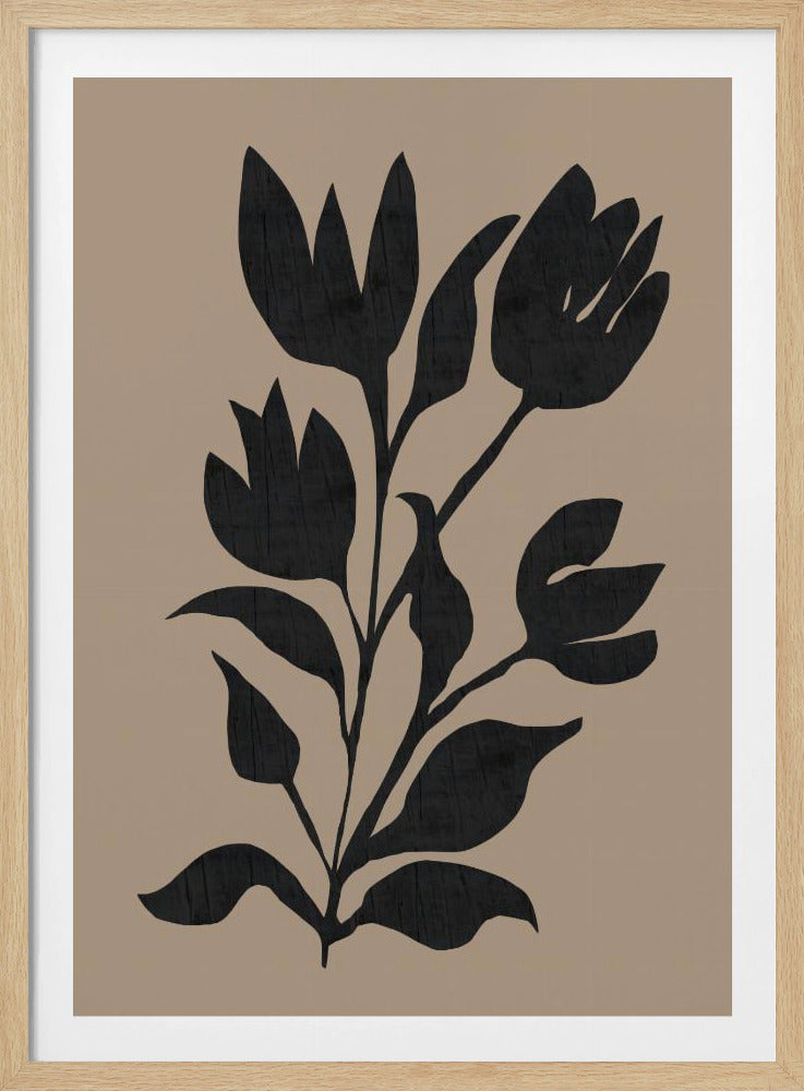 Schwarze Tulpen Moderne botanische Silhouette | Poster