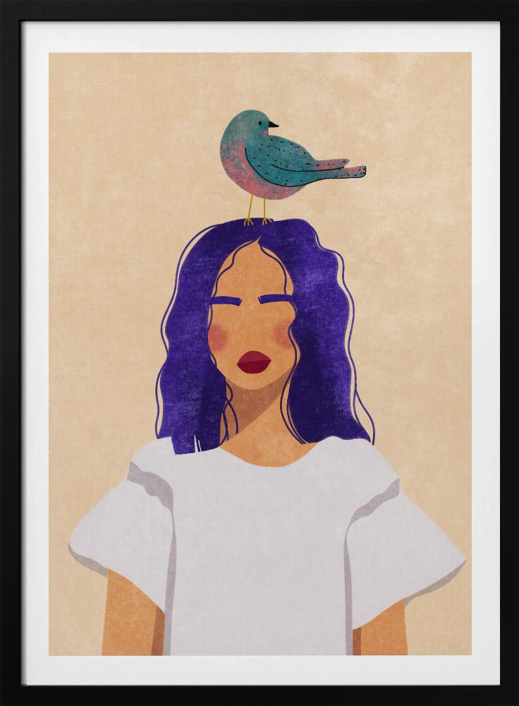 Mädchen mit Vogel | Poster
