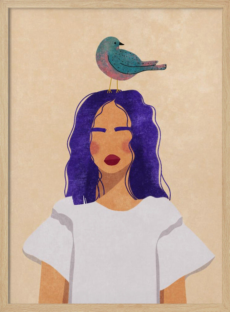 Mädchen mit Vogel | Poster