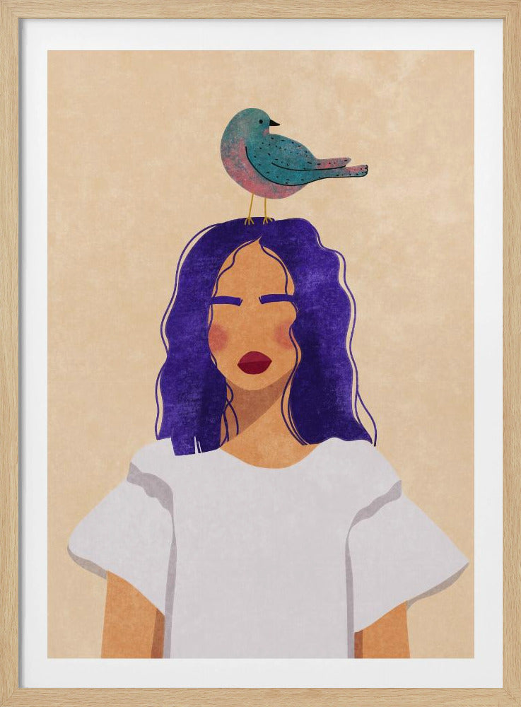 Mädchen mit Vogel | Poster