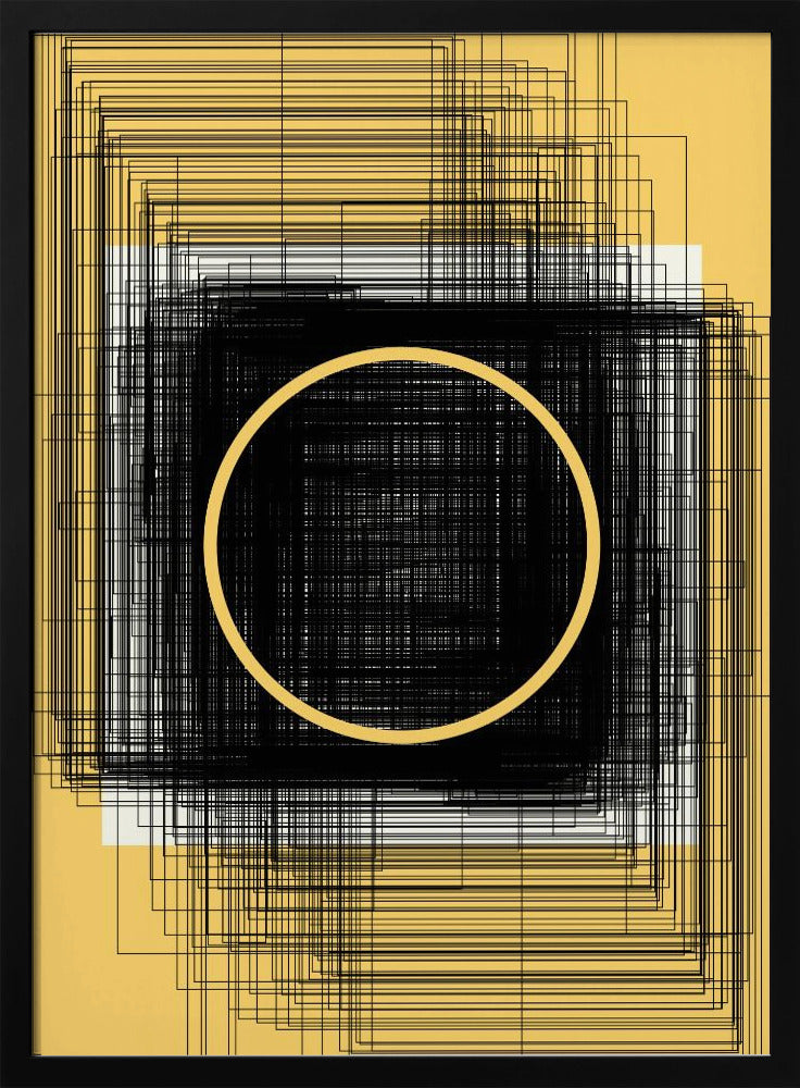 Gelber Kreis und schwarze Linien | Poster