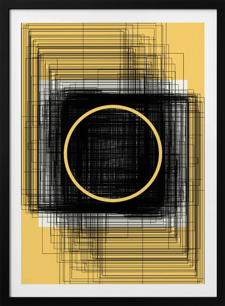Gelber Kreis und schwarze Linien | Poster