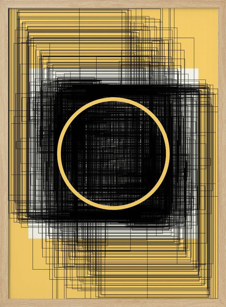 Gelber Kreis und schwarze Linien | Poster