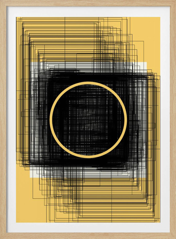 Gelber Kreis und schwarze Linien | Poster