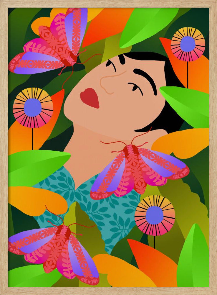 Mädchen mit ihren Pflanzen | Poster