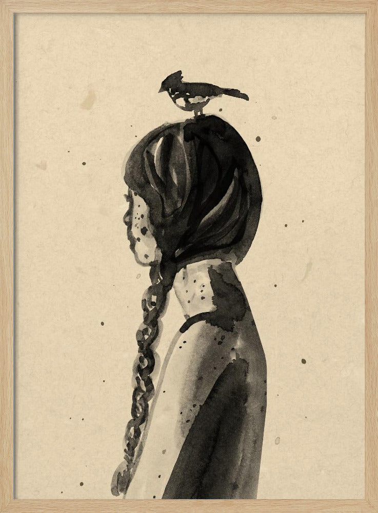 Mädchen mit Vogel | Poster