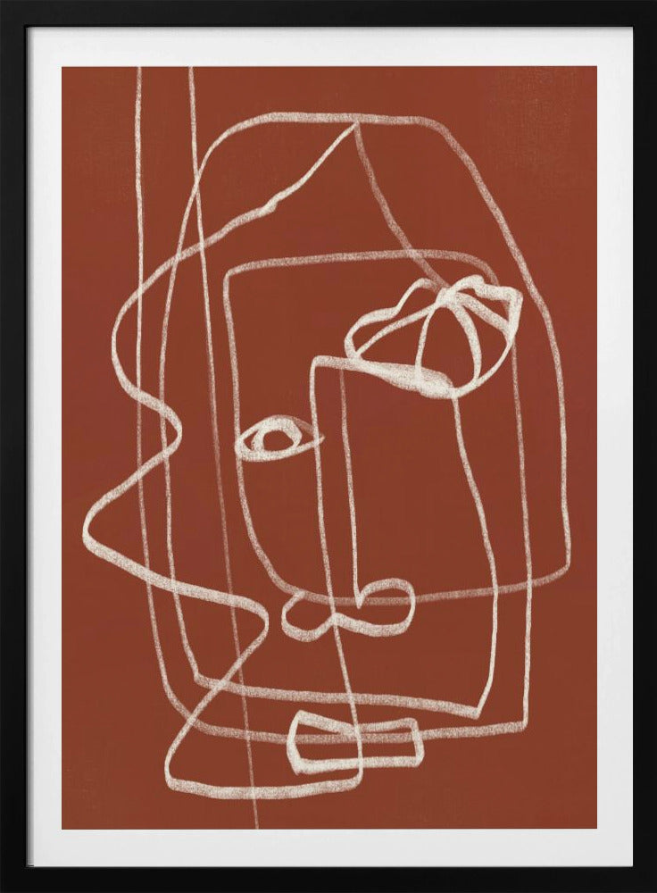 Line Art Abstraktes Portrait Terrakotta 03 | Poster