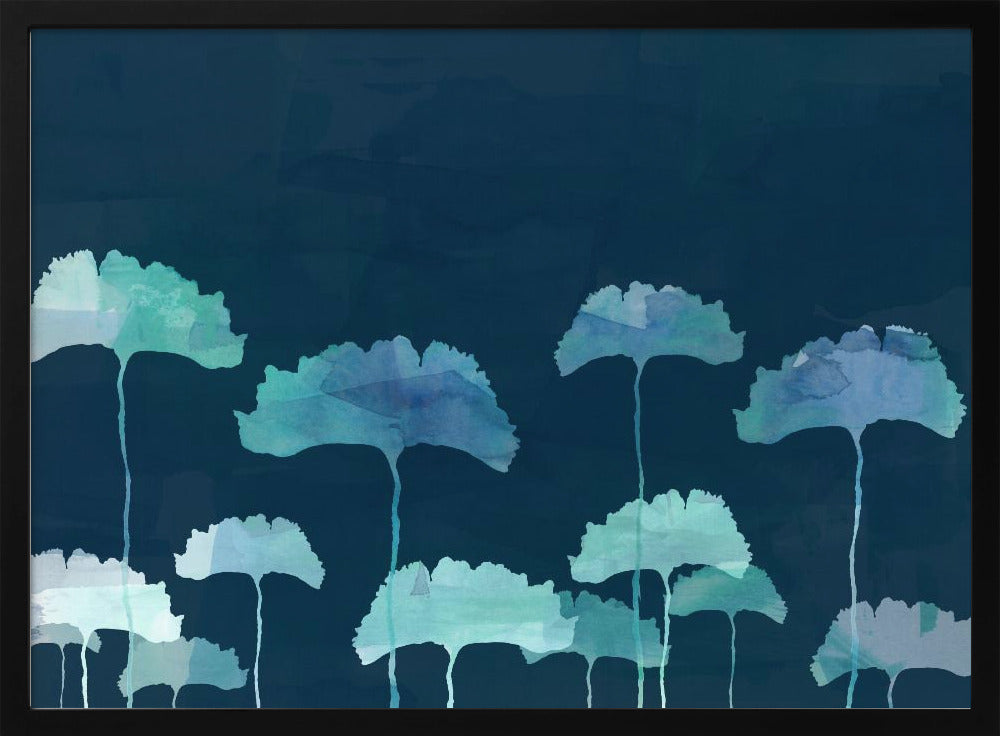 Blaue Blumen Silhouette | Poster