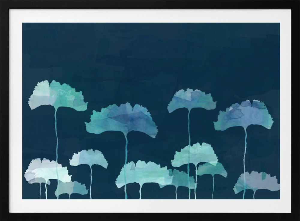 Blaue Blumen Silhouette | Poster