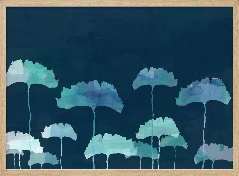Blaue Blumen Silhouette | Poster