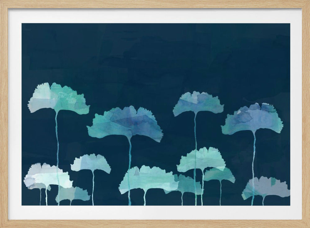 Blaue Blumen Silhouette | Poster