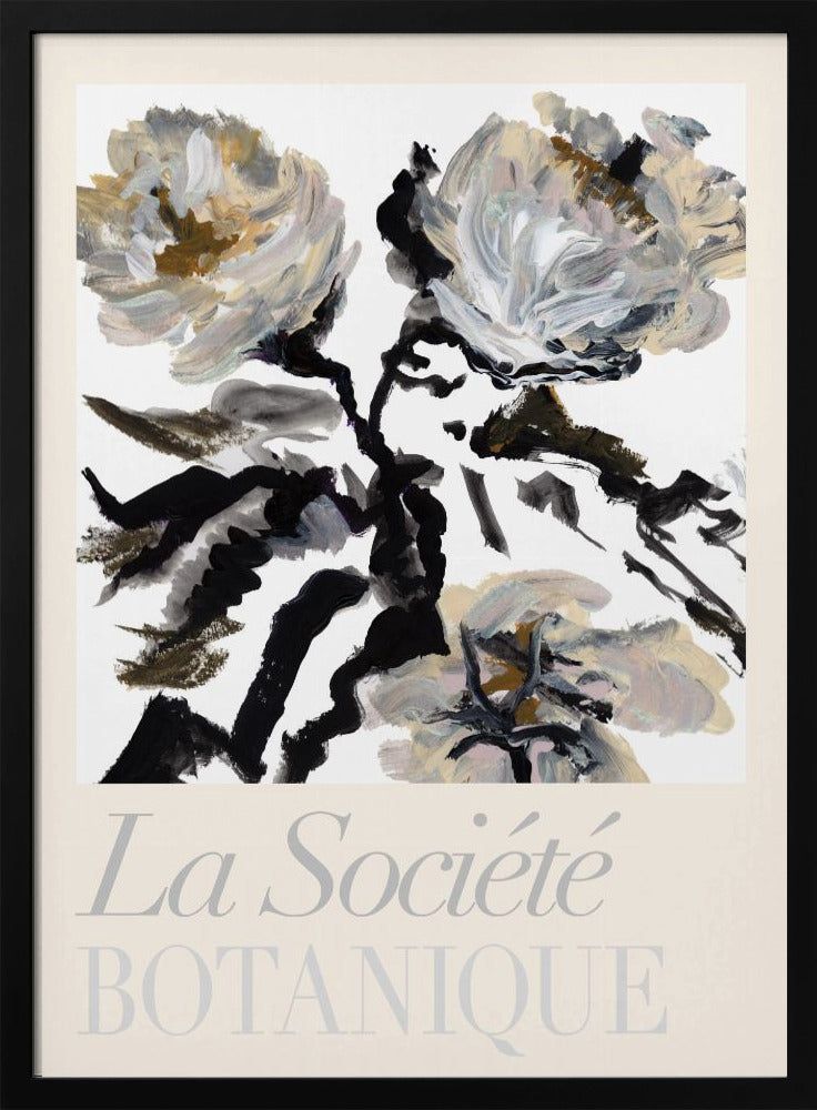 La Société Botanique Schwarze, weiße und cremefarbene Blumen | Poster