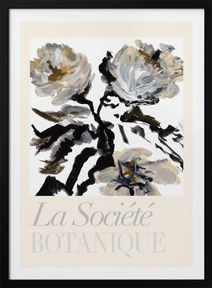La Société Botanique Schwarze, weiße und cremefarbene Blumen | Poster