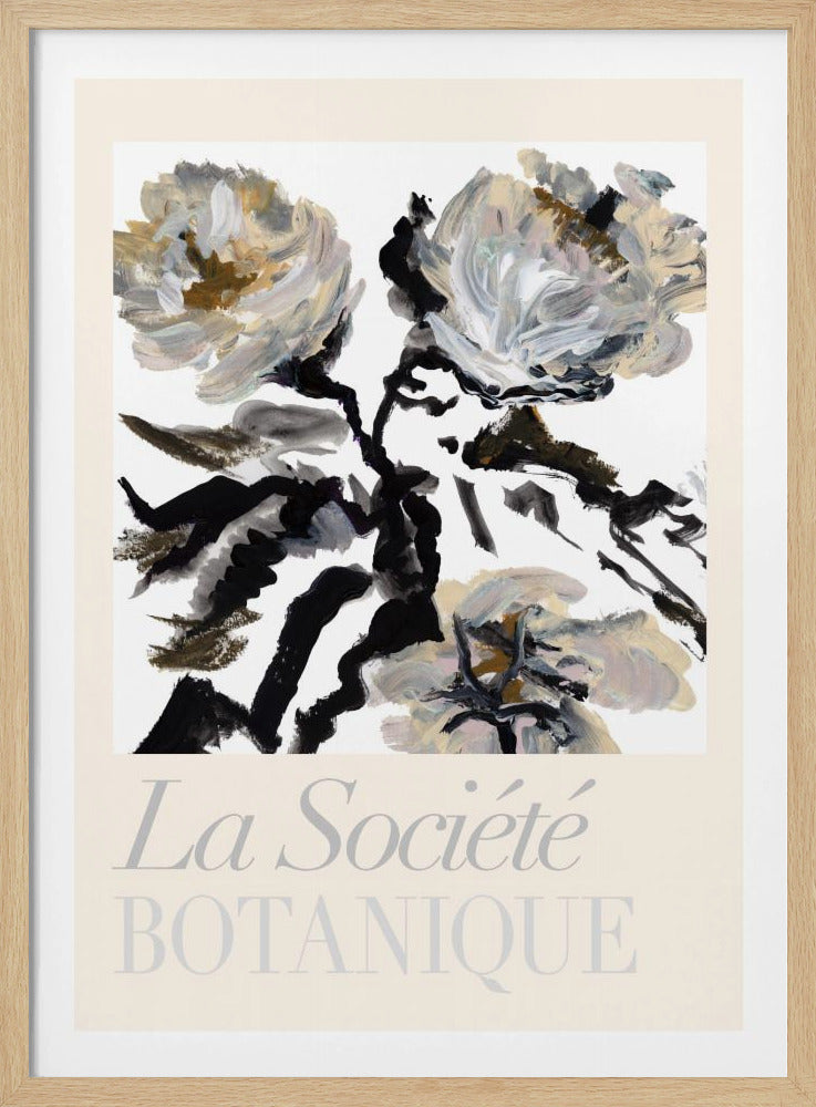 La Société Botanique Schwarze, weiße und cremefarbene Blumen | Poster