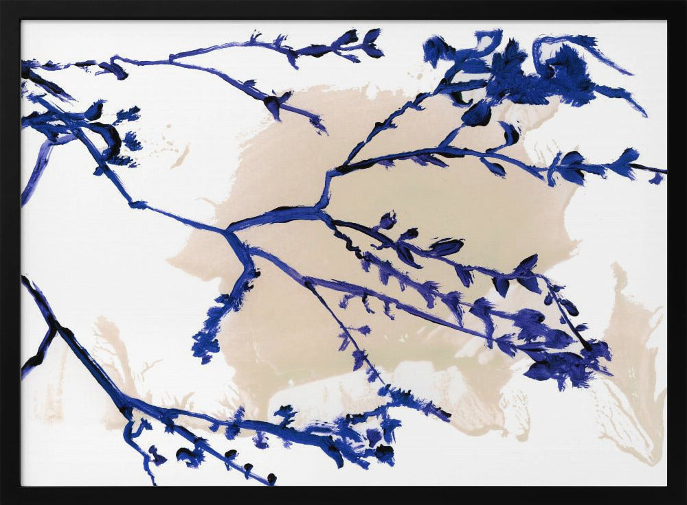 Marineblaue Blüten auf Ästen | Poster