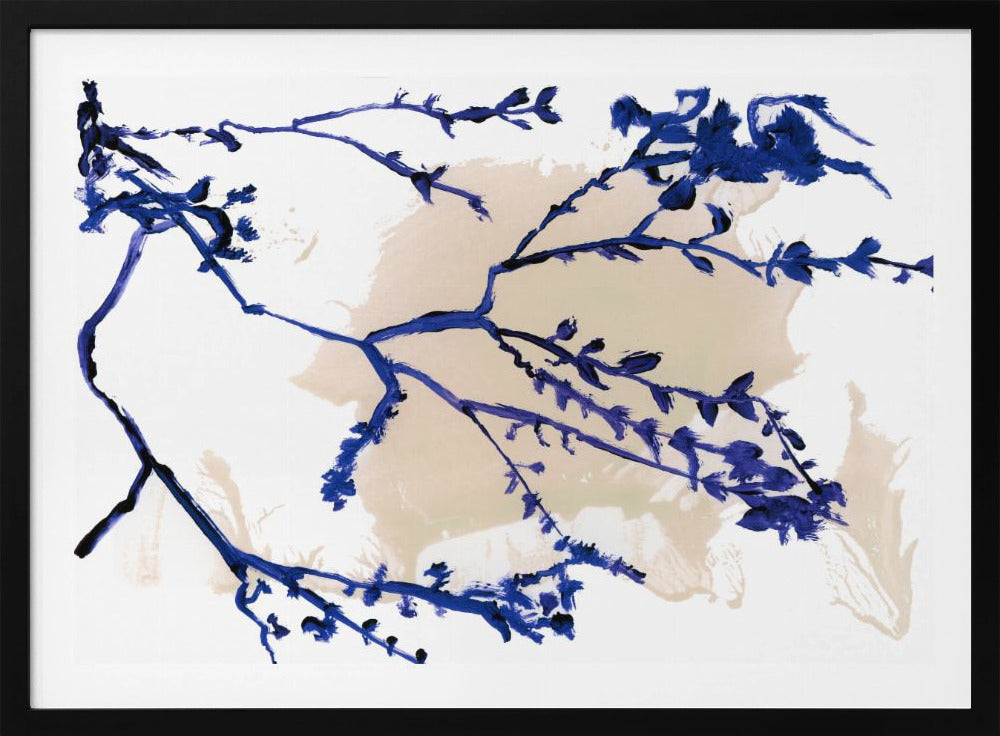 Marineblaue Blüten auf Ästen | Poster