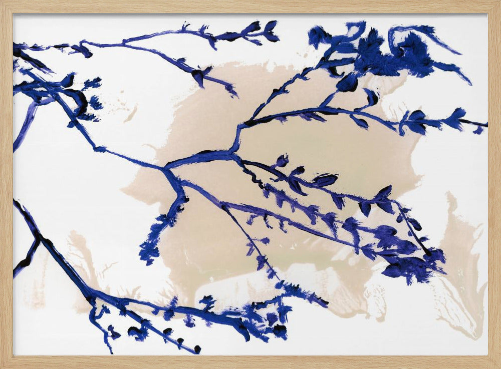 Marineblaue Blüten auf Ästen | Poster