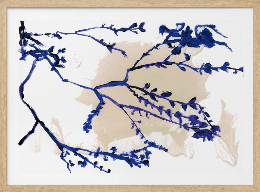Marineblaue Blüten auf Ästen | Poster