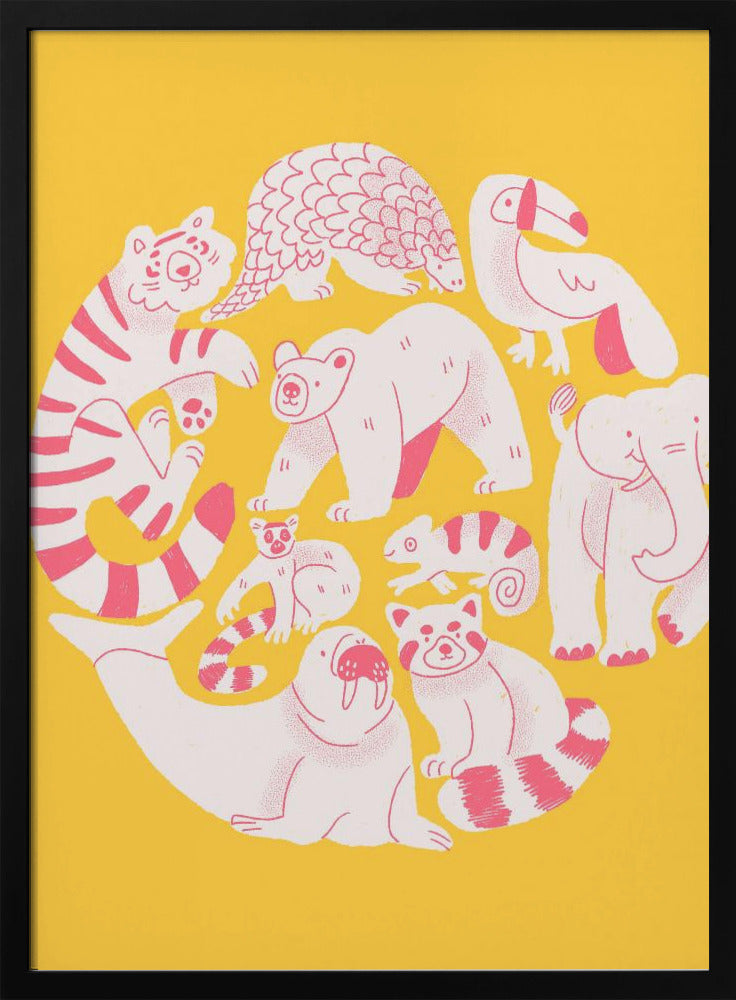 Gelbe Tiercollage | Poster