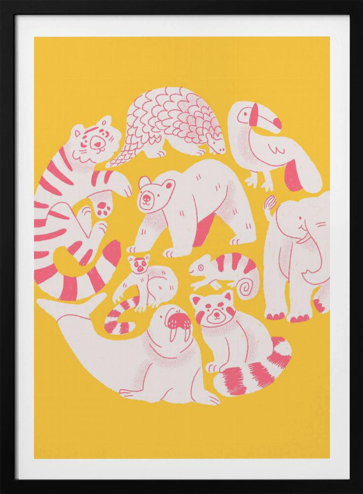 Gelbe Tiercollage | Poster