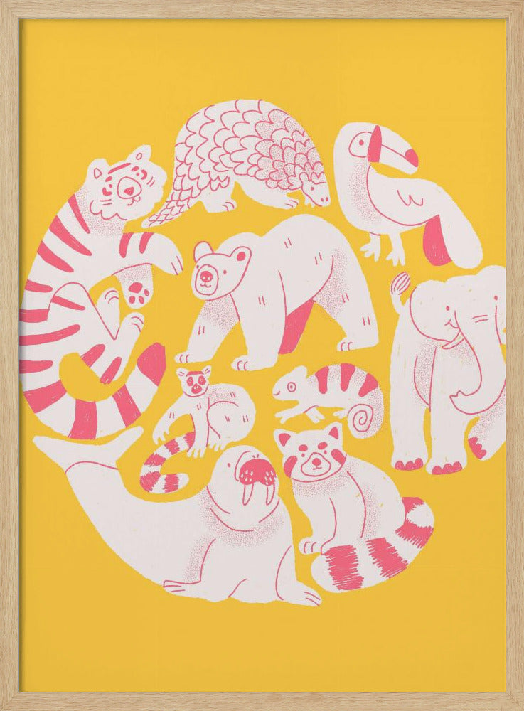 Gelbe Tiercollage | Poster