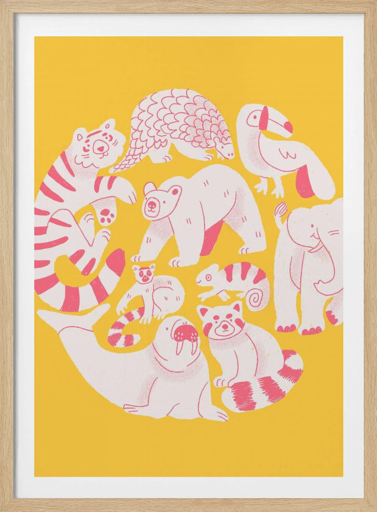 Gelbe Tiercollage | Poster