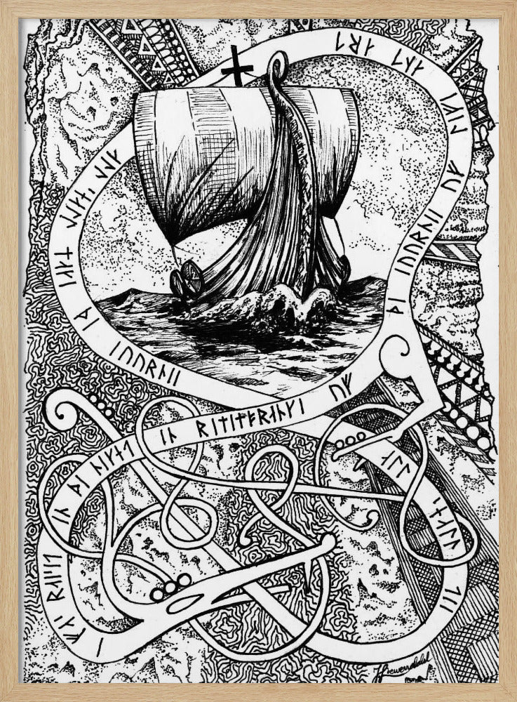 Die Reise. Wikinger-Tuschezeichnung. | Poster