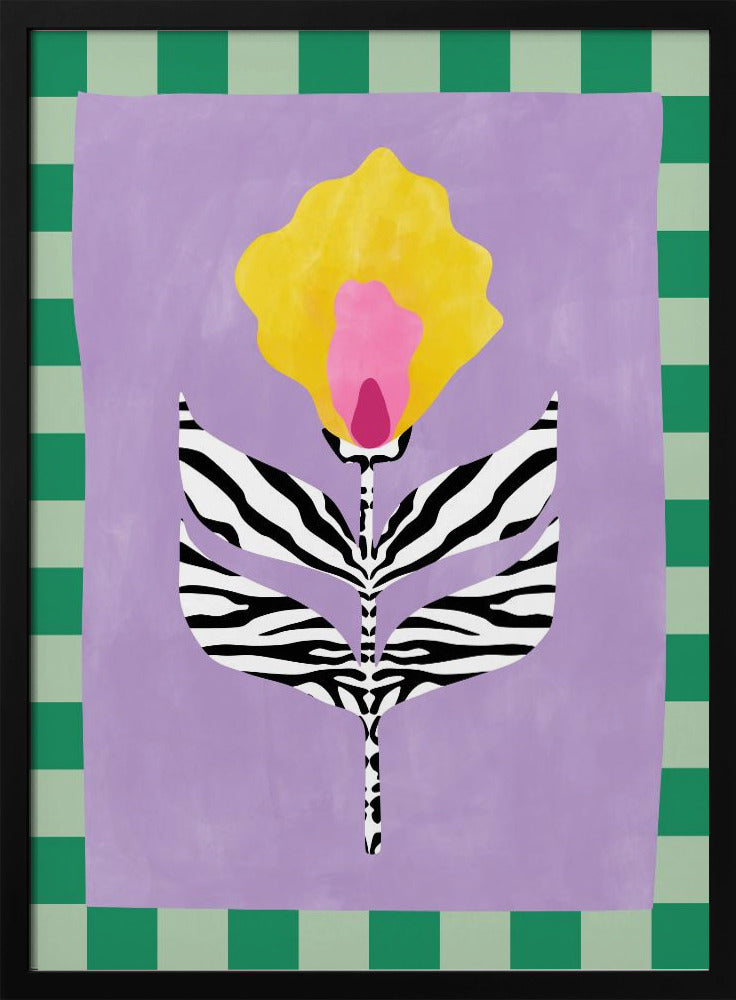 Blume mit Blättern im Zebramuster | Poster