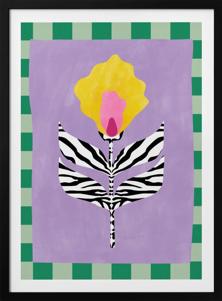 Blume mit Blättern im Zebramuster | Poster